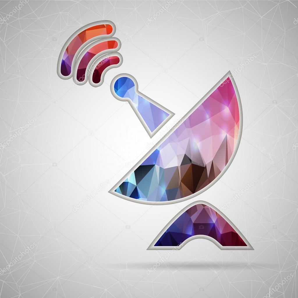 Abstract Creative concept vector icon of satellite dish for Web and Mobile Applications isolated on background. Vector illustration template design, Business infographic and social media, origami.