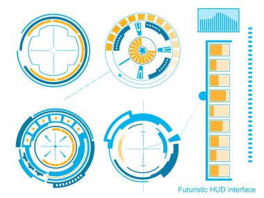 Soyut gelecek, konsept vektör fütüristik mavi sanal grafik dokunmatik arayüzü HUD. Web, site, mobil uygulamalar için siyah arkaplan, tekno, çevrimiçi tasarım, iş, gui, ui.