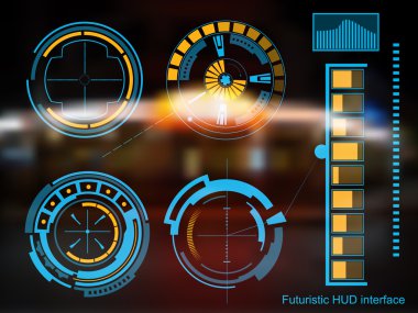 Soyut gelecek, konsept vektör fütüristik mavi sanal grafik dokunmatik arayüzü HUD. Web, site, mobil uygulamalar için siyah arkaplan, tekno, çevrimiçi tasarım, iş, gui, ui.