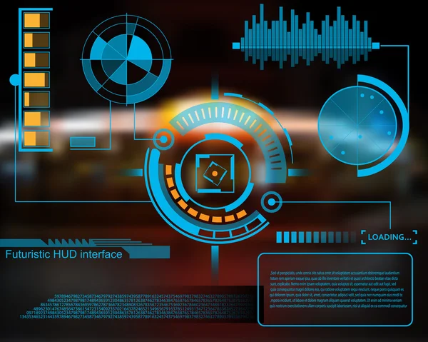 Résumé futur, concept vectoriel futuriste bleu interface utilisateur tactile graphique virtuelle HUD. Pour web, site, applications mobiles isolées sur fond noir, techno, design en ligne, entreprise, gui, ui. — Image vectorielle