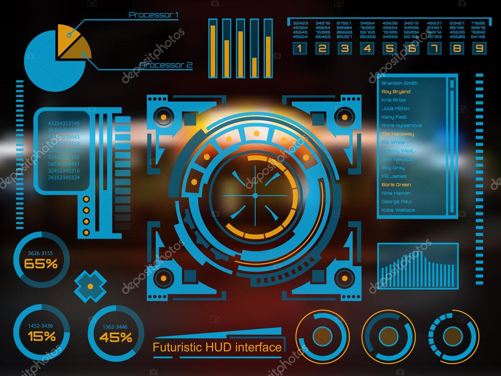 Abstract future, concept vector futuristic blue virtual graphic touch user interface HUD. For web, site, mobile applications isolated on black background, techno, online design, business, gui, ui