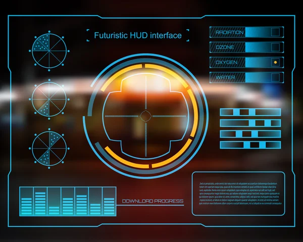 Abstrakte Zukunft, Konzeptvektor futuristische blaue virtuelle grafische Touch-Benutzeroberfläche HUD. Für Web, Website, mobile Anwendungen isoliert auf schwarzem Hintergrund, Techno, Online-Design, Business, gui, ui. — Stockvektor