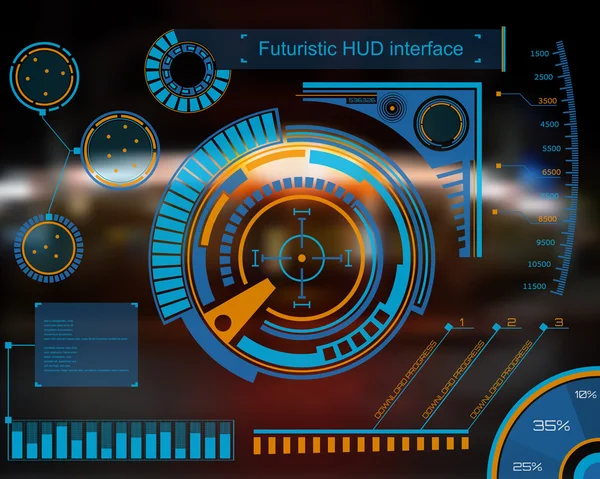 Abstraktní budoucnost, koncept vektoru futuristické modré virtuální grafické dotykové uživatelské rozhraní HUD. Pro web, stránky, mobilní aplikace izolované na černém pozadí, techno, on-line design, obchod, gui, ui. — Stockový vektor