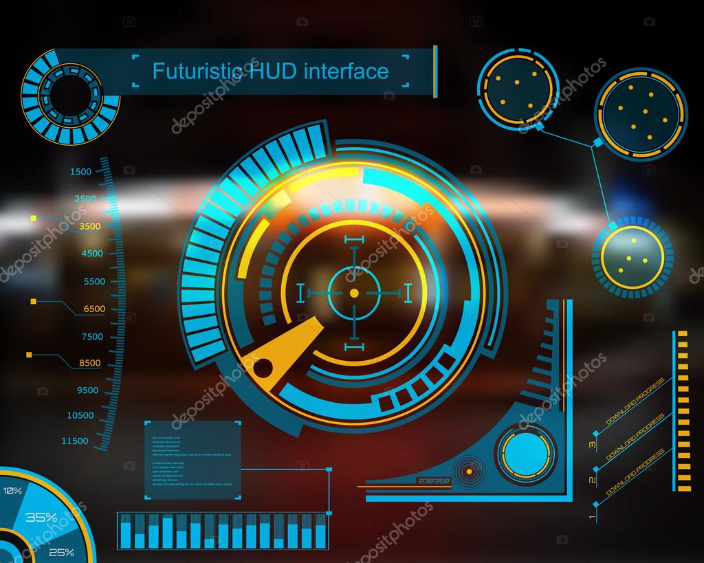 Abstract future, concept vector futuristic blue virtual graphic touch user interface HUD. For web, site, mobile applications isolated on black background, techno, online design, business, gui, ui