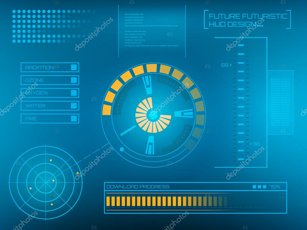 Abstract future, concept vector futuristic blue virtual graphic touch user interface HUD. For web, site, mobile applications isolated on black background, techno, online design, business, gui, ui