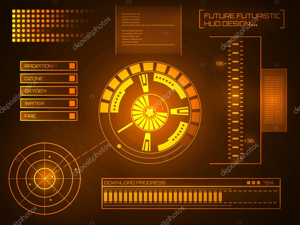Abstract future, concept vector futuristic blue virtual graphic touch user interface HUD. For web, site, mobile applications isolated on black background, techno, online design, business, gui, ui