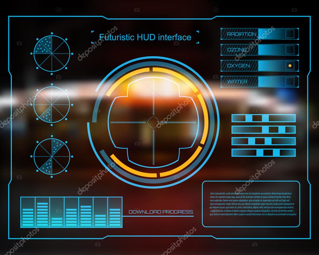 Abstract future, concept vector futuristic blue virtual graphic touch user interface HUD. For web, site, mobile applications isolated on black background, techno, online design, business, gui, ui