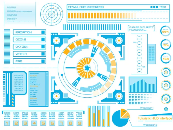 Abstract future, concept vector futuristisch blauw virtual graphic touch user interface HUD. Voor web, site, mobiele applicaties geïsoleerd op zwarte achtergrond, techno, online design, business, gui, ui. — Stockvector