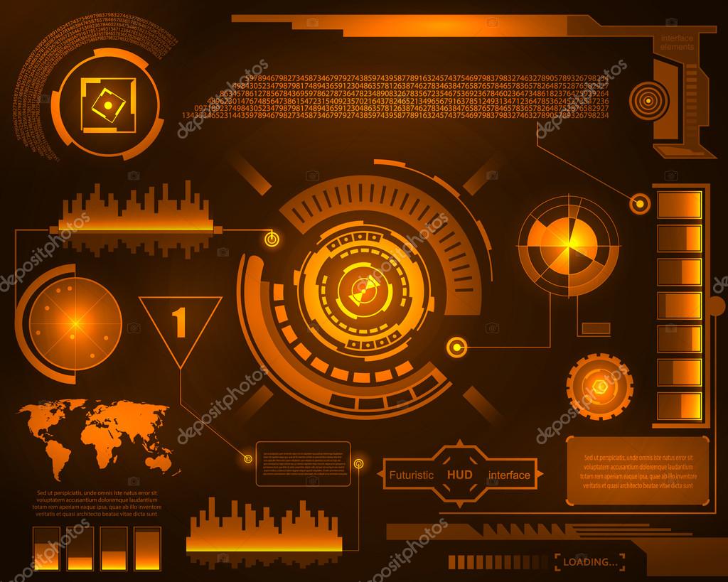 Abstract future, concept vector futuristic blue virtual graphic touch user interface HUD. For web, site, mobile applications isolated on black background, techno, online design, business, gui, ui
