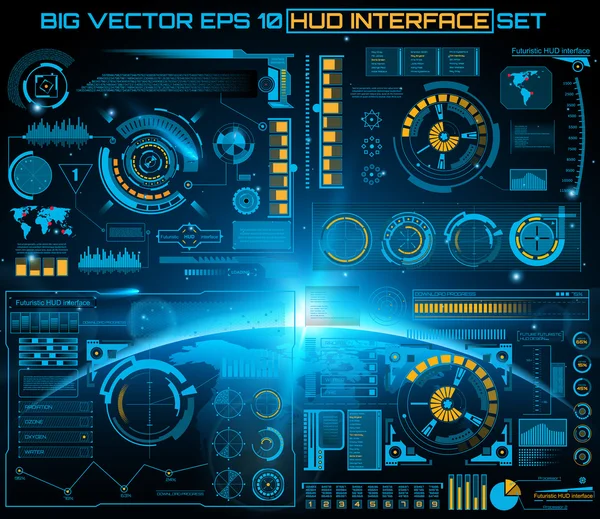 Abstract future, concept vector futuristic blue virtual graphic touch user interface HUD. For web, site, mobile applications isolated on black background, techno, online design, business, gui, ui. — Stock Vector
