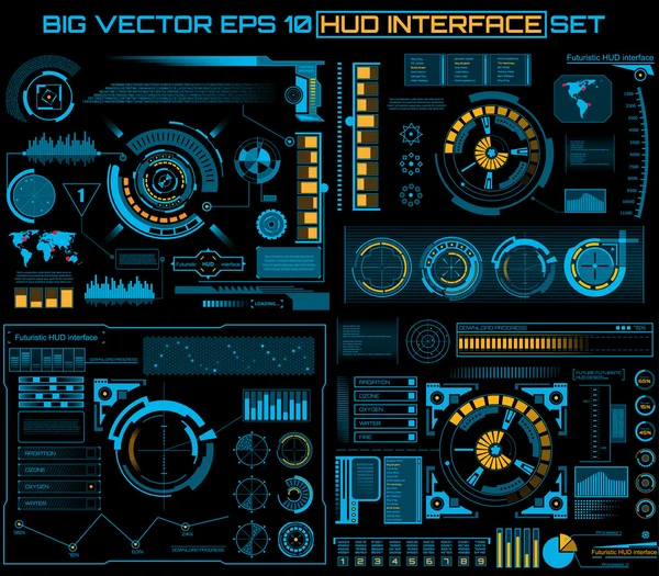 Abstract future, concept vector futuristic blue virtual graphic touch user interface HUD. For web, site, mobile applications isolated on black background, techno, online design, business, gui, ui. — Stock Vector