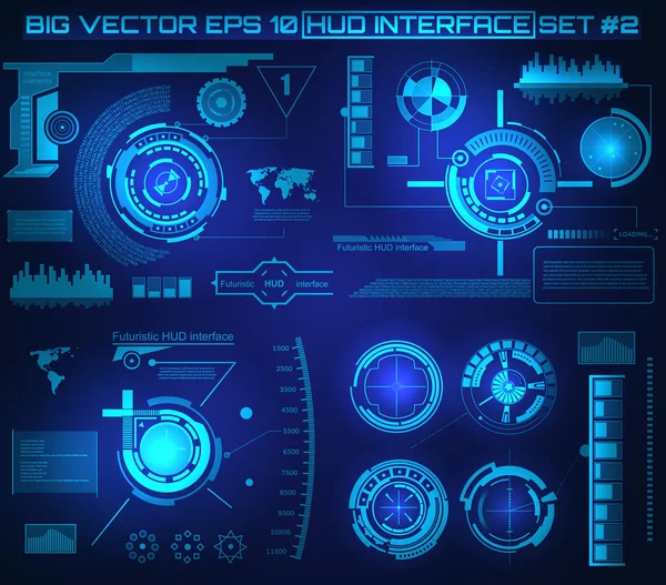 추상적 인 미래, 개념 벡터 미래적으로 파란 가상 그래픽 터치 사용자 인터페이스 HUD. 웹의 경우, 웹 사이트의 모바일 애플리케이션은 검정 색 배경, 테크노, 온라인 디자인, 비즈니스, 귀, 귀에 독립적 이다.. — 스톡 벡터