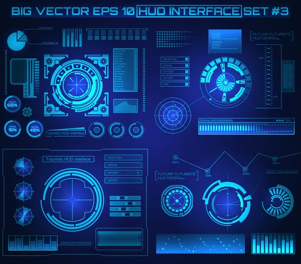 추상적 인 미래, 개념 벡터 미래적으로 파란 가상 그래픽 터치 사용자 인터페이스 HUD. 웹의 경우, 웹 사이트의 모바일 애플리케이션은 검정 색 배경, 테크노, 온라인 디자인, 비즈니스, 귀, 귀에 독립적 이다.. — 스톡 벡터