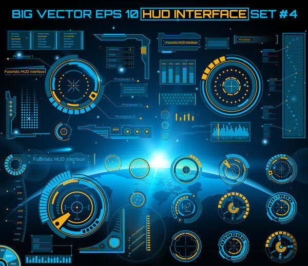 Abstract future, concept vector futuristic blue virtual graphic touch user interface HUD. For web, site, mobile applications isolated on black background, techno, online design, business, gui, ui.