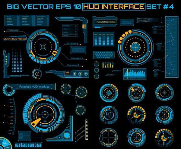 Abstract future, concept vector futuristisch blauw virtual graphic touch user interface HUD. Voor web, site, mobiele applicaties geïsoleerd op zwarte achtergrond, techno, online design, business, gui, ui. — Stockvector