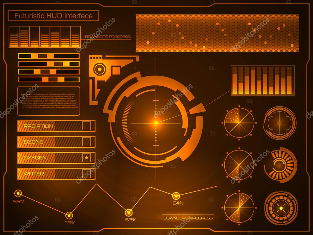 Abstract future, concept vector futuristic blue virtual graphic touch user interface HUD. For web, site, mobile applications isolated on black background, techno, online design, business, gui, ui