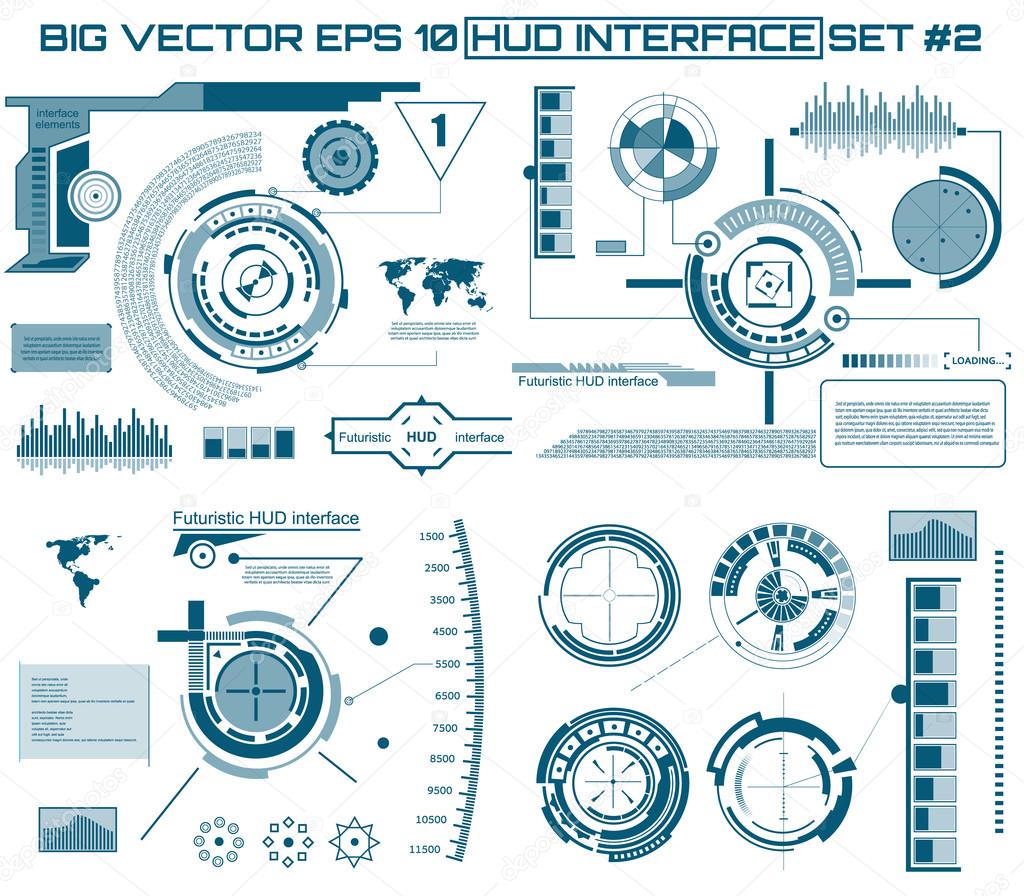 Abstract future, concept vector futuristic blue virtual graphic touch user interface HUD. For web, site, mobile applications isolated on black background, techno, online design, business, gui, ui