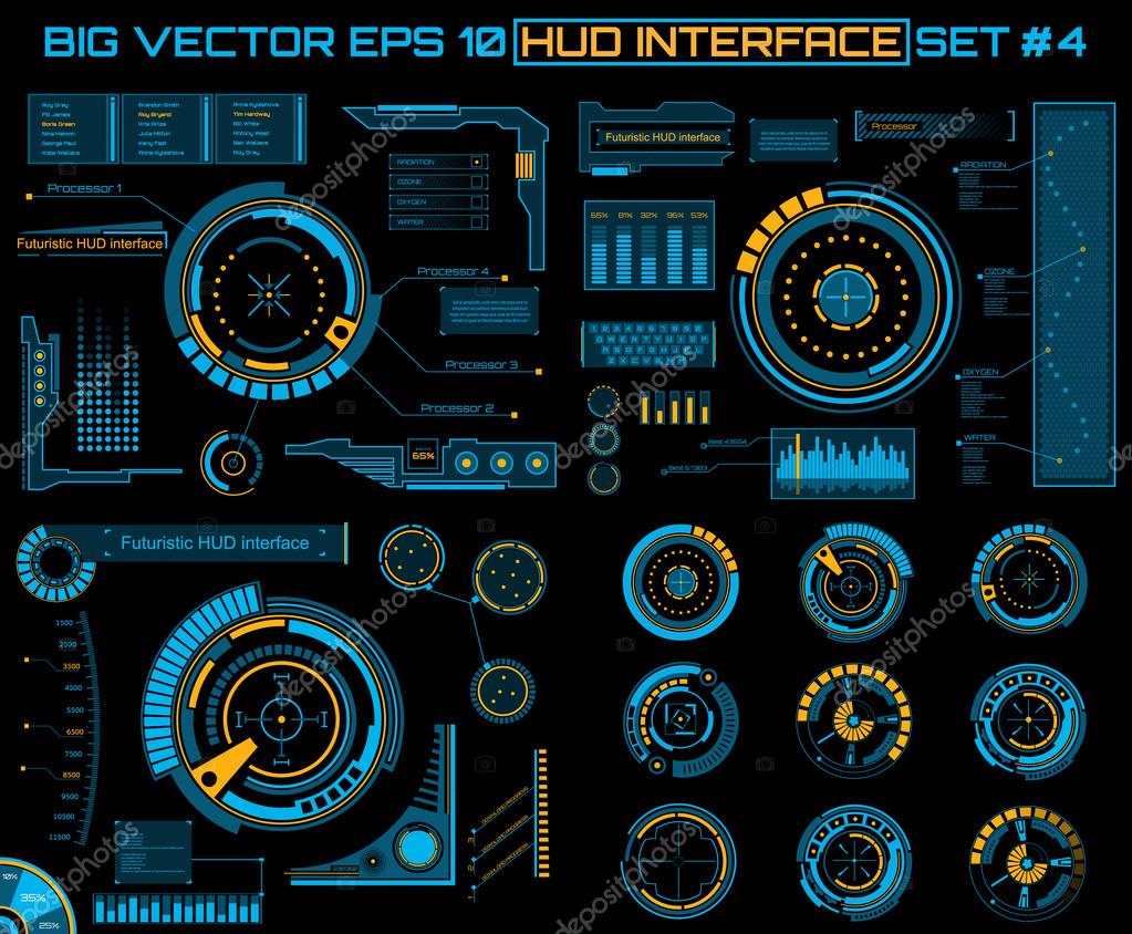 Abstract future, concept vector futuristic blue virtual graphic touch user interface HUD. For web, site, mobile applications isolated on black background, techno, online design, business, gui, ui