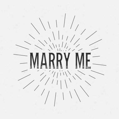 Abstract Creative concept vector design layout with text - marry me. For web and mobile icon isolated on background, art template, retro elements, logo, identity, labels, badge, ink, tag, card.  clipart