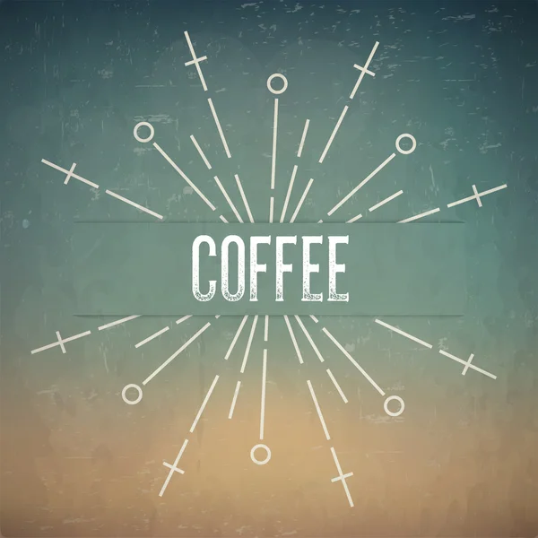 Abstract Creative concept vector design layout with text - Coffee. For web and mobile icon isolated on background, art template, retro elements, logos, identity, labels, badge, ink, tag, old card. — Stok Vektör