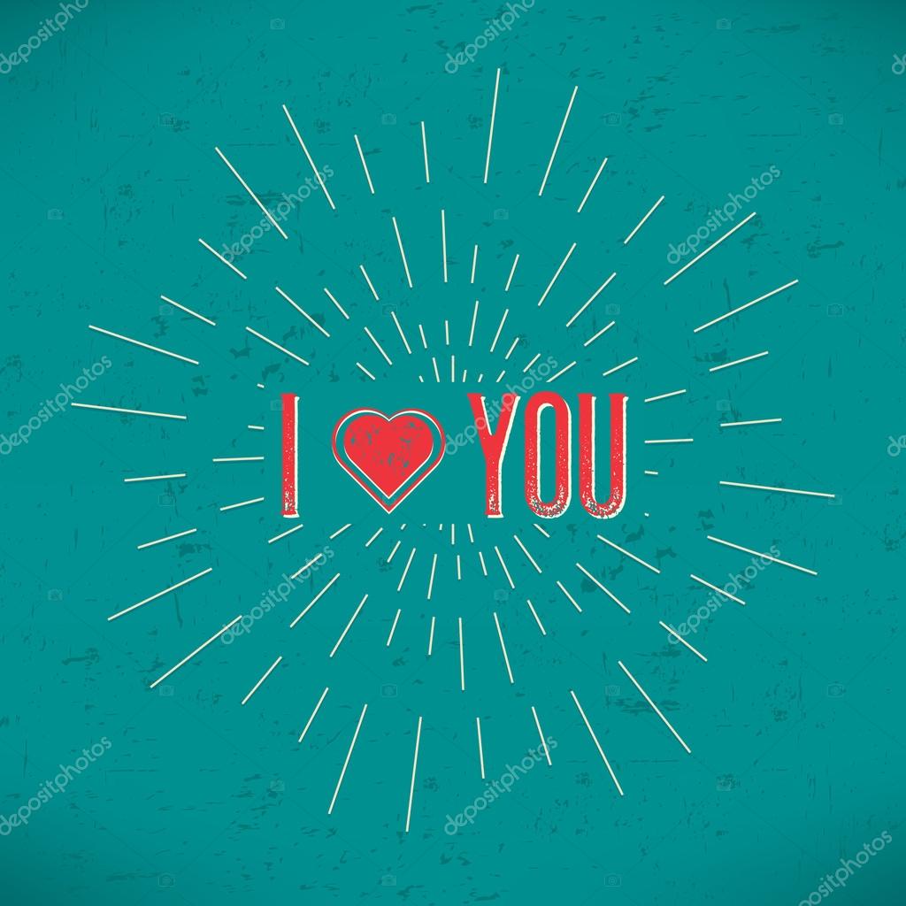 Abstract Creative concept vector design layout with text - i love you. For web and mobile icon isolated on background, art template, retro elements, logos, identity, labels, badge, ink, tag, old card