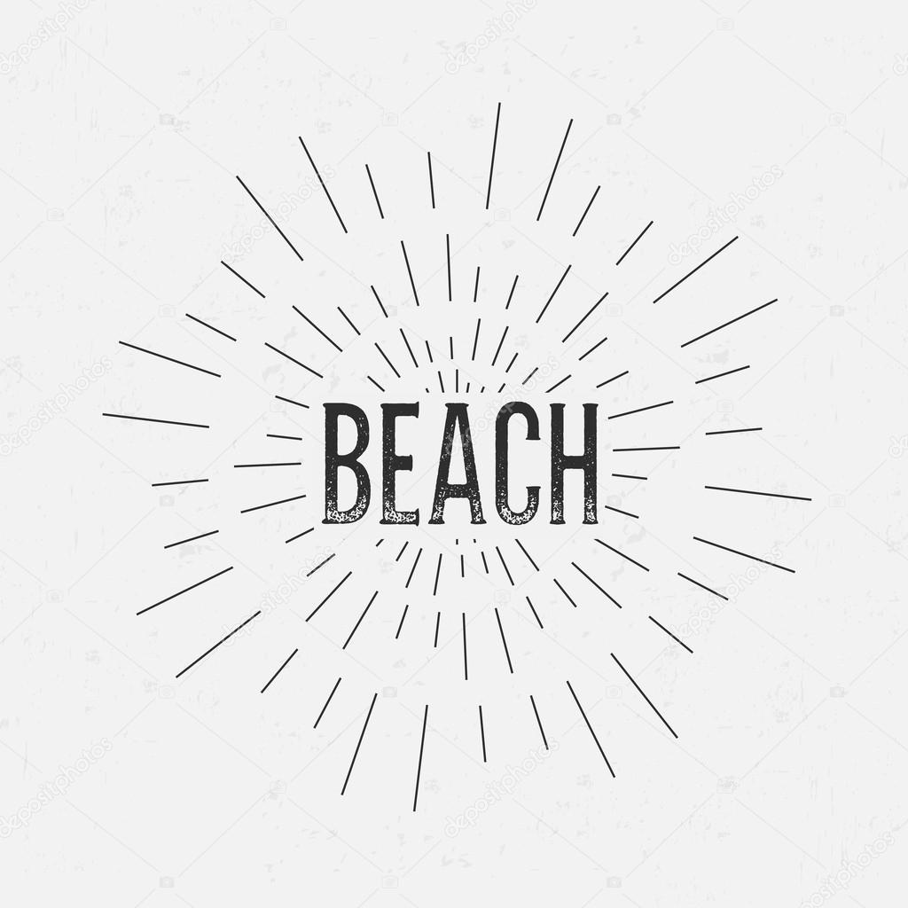 Abstract Creative concept vector design layout with text - beach. For web and mobile icon isolated on background, art template, retro elements, logo, identity, labels, badge, ink, tag, card. 