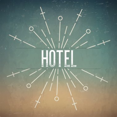 Abstract Creative concept vector design layout with text - hotel. For web and mobile icon isolated on background, art template, retro elements, logo, identity, labels, badge, ink, tag, card.