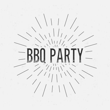 Abstract Creative concept vector design layout with text - bbq party. For web and mobile icon isolated on background, art template, retro elements, logos, identity, labels, badge, ink, tag, old card.