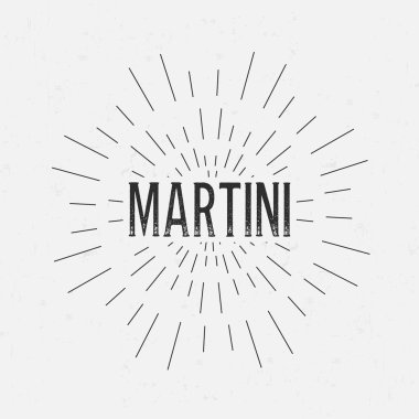 Abstract Creative concept vector design layout with text - Martini. For web and mobile icon isolated on background, art template, retro elements, logos, identity, labels, badge, ink, tag, old card.