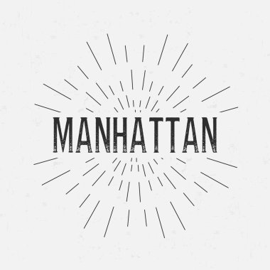 Abstract Creative concept vector design layout with text - manhattan. For web and mobile icon isolated on background, art template, retro elements, logos, identity, labels, badge, ink, tag, old card.