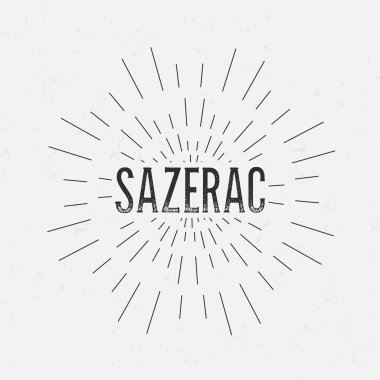 Abstract Creative concept vector design layout with text - sazerac. For web and mobile icon isolated on background, art template, retro elements, logos, identity, labels, badge, ink, tag, old card.