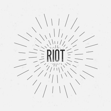 Abstract Creative concept vector design layout with text - riot. For web and mobile icon isolated on background, art template, retro elements, logos, identity, labels, badge, ink, tag, old card.