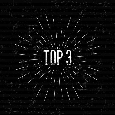 Abstract Creative concept vector design layout with text - top 3. For web and mobile icon isolated on background, art template, retro elements, logos, identity, labels, badge, ink, tag, old card.