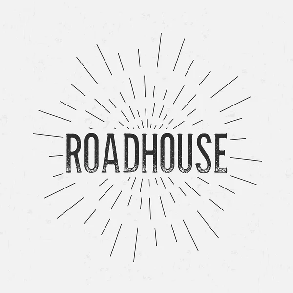 Resumen Concepto creativo diseño de vectores con texto - roadhouse. Para icono web y móvil aislado en el fondo, plantilla de arte, elementos retro, logotipo, identidad, etiquetas, insignia, tinta, etiqueta, tarjeta . — Archivo Imágenes Vectoriales