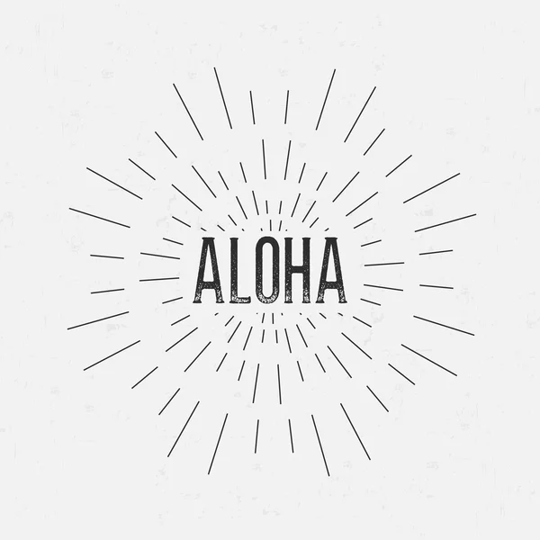 Abstract Creative concept vector design layout with text - aloha. For web and mobile icon isolated on background, art template, retro elements, logos, identity, labels, badge, ink, tag, old card. — Stok Vektör