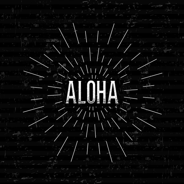 Abstract Creative concept vector design layout with text - aloha. For web and mobile icon isolated on background, art template, retro elements, logos, identity, labels, badge, ink, tag, old card. — 图库矢量图片