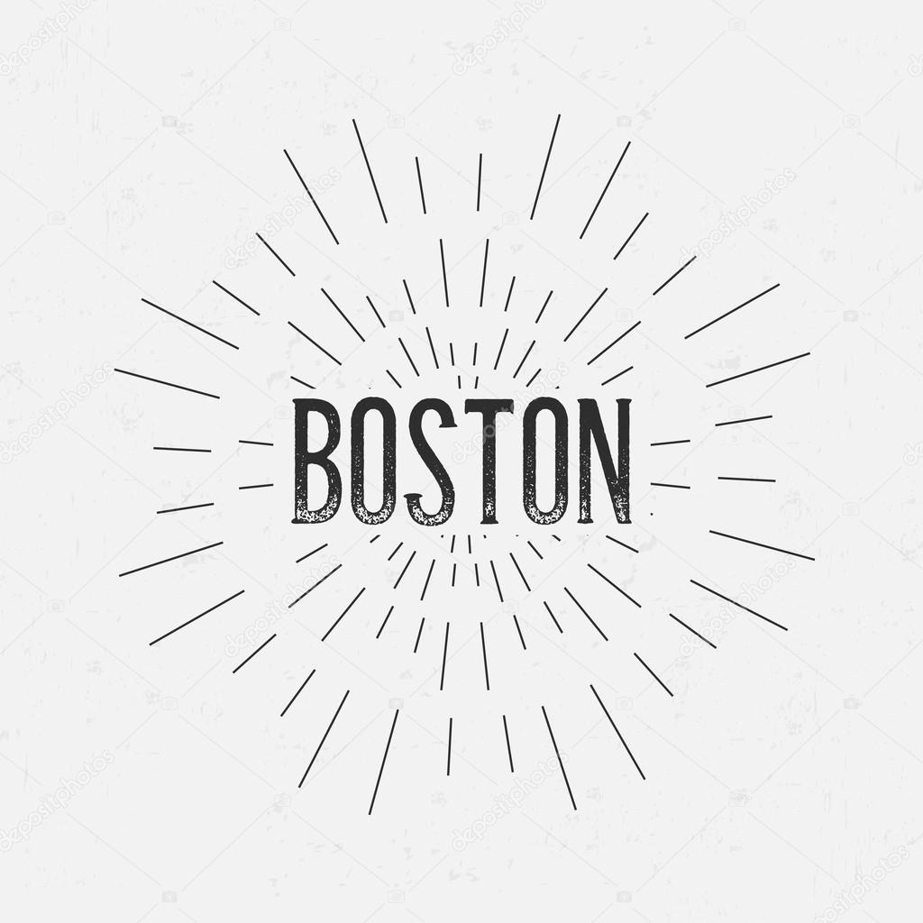 Abstract Creative concept vector design layout with text - Boston. For web and mobile icon isolated on background, art template, retro elements, logos, identity, labels, badge, ink, tag, old card