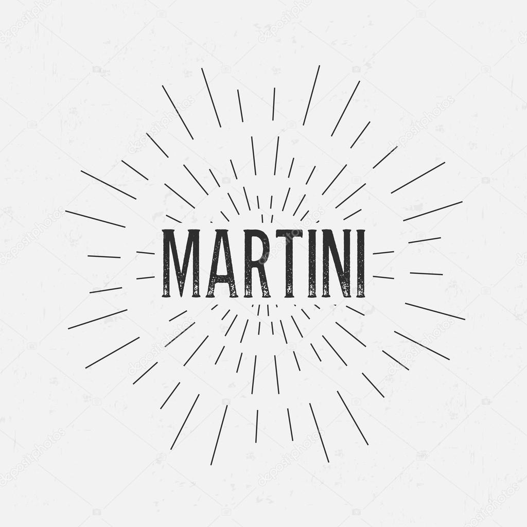 Abstract Creative concept vector design layout with text - Martini. For web and mobile icon isolated on background, art template, retro elements, logos, identity, labels, badge, ink, tag, old card