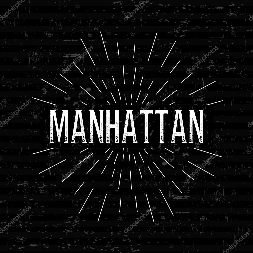 Abstract Creative concept vector design layout with text - manhattan. For web and mobile icon isolated on background, art template, retro elements, logos, identity, labels, badge, ink, tag, old card