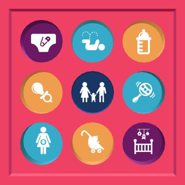 Yaratıcı soyut kavram vektör web ve mobil app izole arka plan, sanat çizim şablonu tasarım, iş Infographic ve sosyal medya, sembol için aile simgeler kümesi.