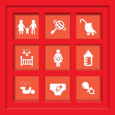Yaratıcı soyut kavram vektör web ve mobil app izole arka plan, sanat çizim şablonu tasarım, iş Infographic ve sosyal medya, sembol için aile simgeler kümesi.