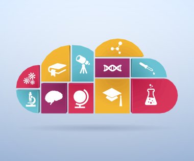 Abstract creative concept vector set of science and education icons for web and mobile app isolated on background, art illustration template design, business infographic and social media, symbol.