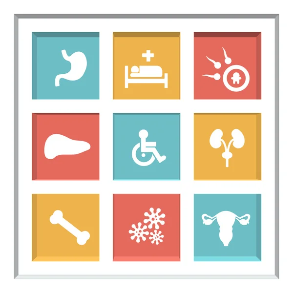Abstract creative concept vector set di icone sanitarie e mediche per applicazioni web e mobili isolate su sfondo, design di modelli di illustrazione d'arte, infografica aziendale e social media, simbolo . — Vettoriale Stock