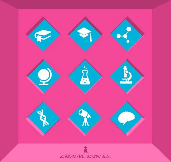 Abstract creative concept vector set of science and education icons for web and mobile app isolated on background, art illustration template design, business infographic and social media, symbol. — Stockvector