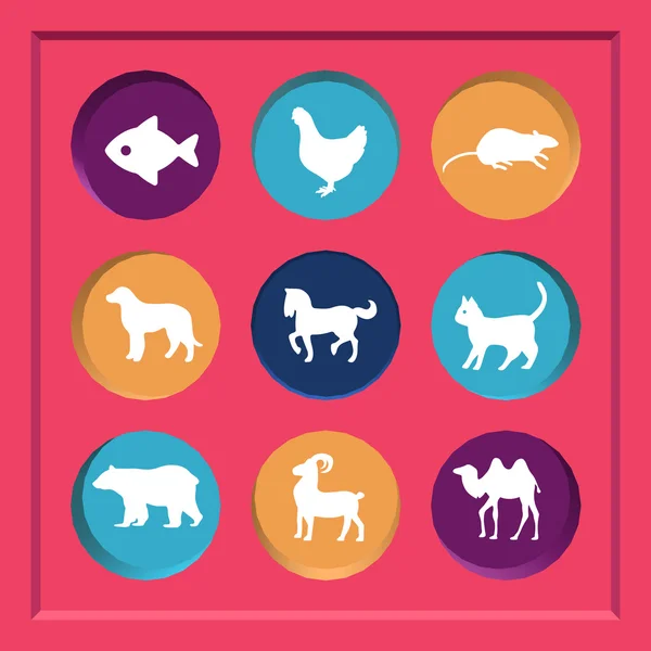 Abstract creative concept vector set of animals icons for web and mobile app isolated on background, art illustration template design, business infographic and social media, symbol. — Stock Vector