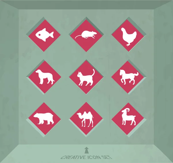 Concept créatif abstrait ensemble vectoriel d'icônes d'animaux pour le web et l'application mobile isolé sur le fond, conception de modèles d'illustration d'art, infographie d'entreprise et médias sociaux, symbole . — Image vectorielle