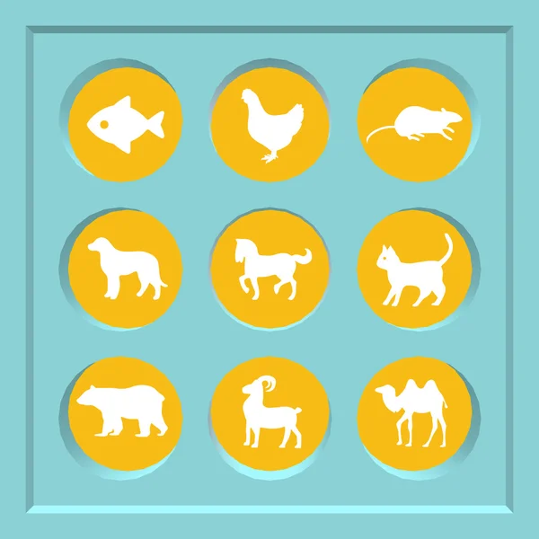 Abstract creative concept vector set of animals icons for web and mobile app isolated on background, art illustration template design, business infographic and social media, symbol. — Stock Vector