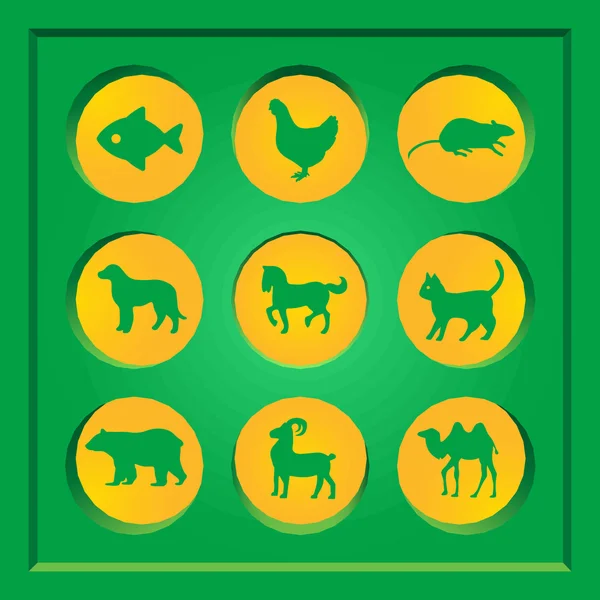 Abstract creative concept vector set of animals icons for web and mobile app isolated on background, art illustration template design, business infographic and social media, symbol. — Stock Vector