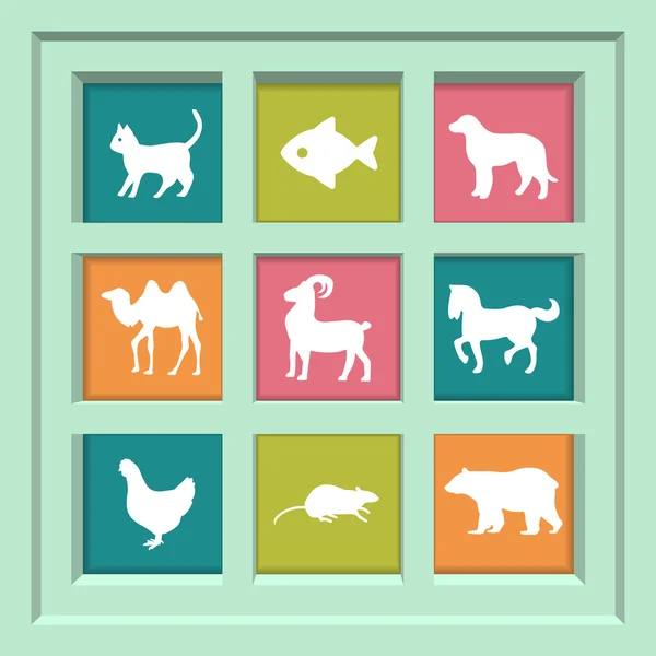 Abstract creative concept vector set of animals icons for web and mobile app isolated on background, art illustration template design, business infographic and social media, symbol. — Stockvector