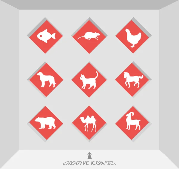 Abstract creative concept vector set of animals icons for web and mobile app isolated on background, art illustration template design, business infographic and social media, symbol. — Stock Vector